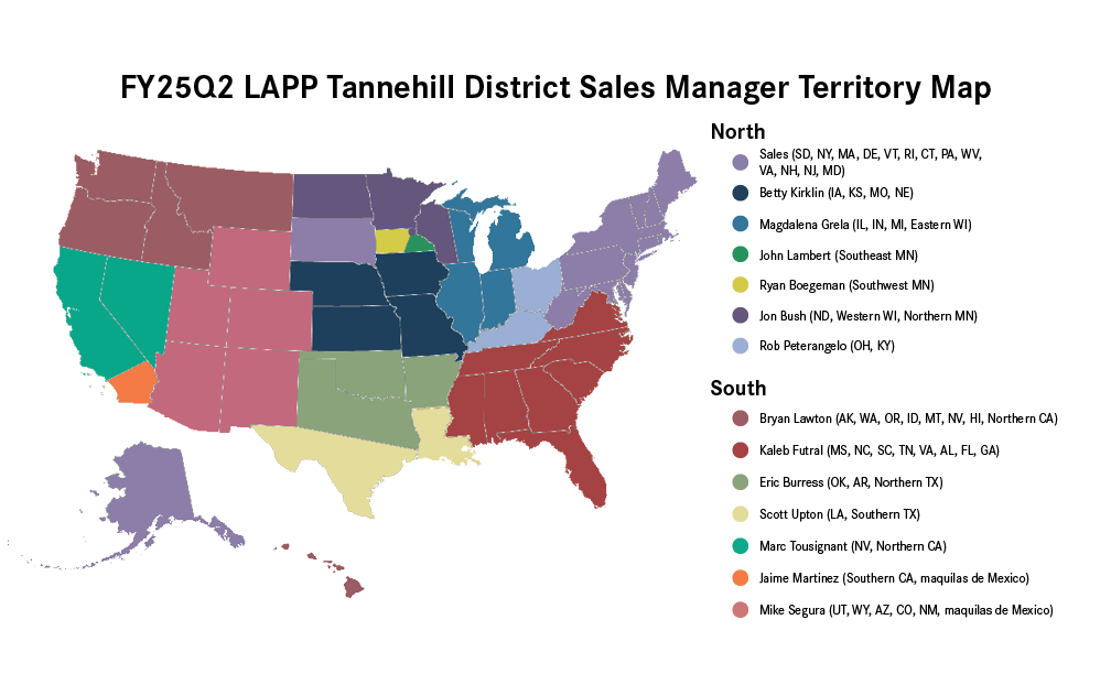 LAPP Tannehill Sales Territory Map
