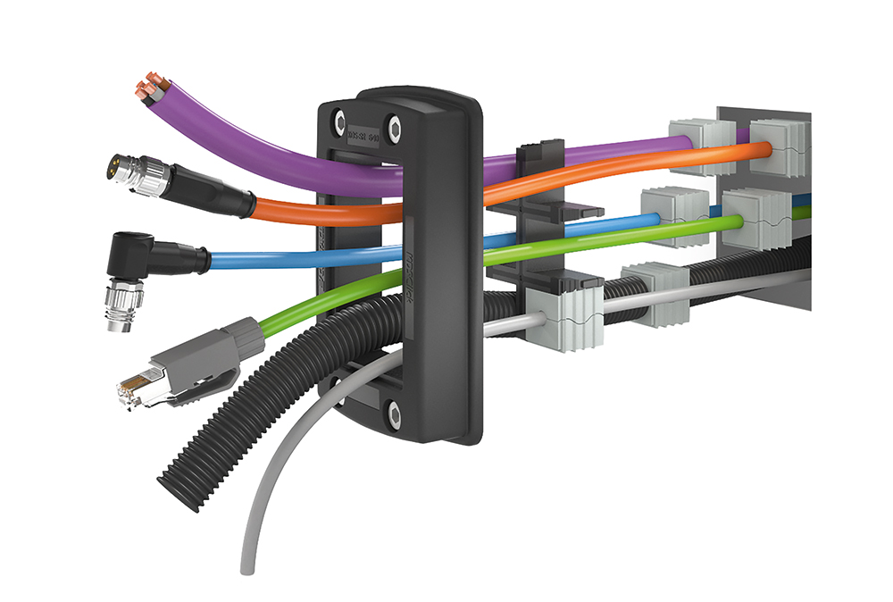 CONTA-CLIP terminal block with 6 different colored cables