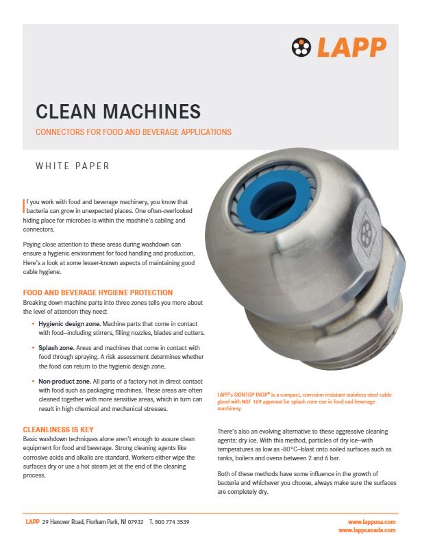 Read Connectors for Food and Beverage Applications White Paper
