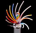 Cooner Wire custom cable with colorful wires displayed in a spiral